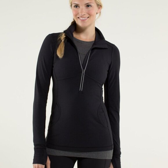 Lululemon Star Runner Pullover Black Mesh Lace 1/2 Zip Women's Size 4 - Picture 12 of 12